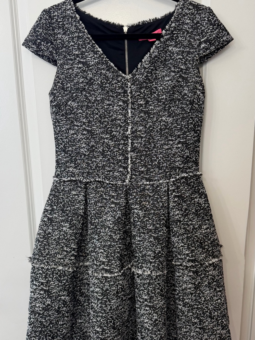 Betsy Johnson Pink Label Black & White Tweed Fit-and-Flare Dress